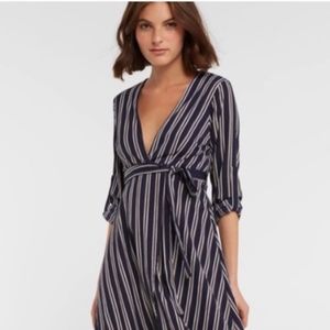 Black Pinstripe Wrap Dress | Favlux Fashion | Like New